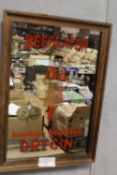 A SMALL VINTAGE BEEFEATER GIN ADVERTISING MIRROR - H 33.5 CM