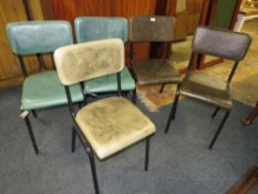 FIVE MODERN ASSORTED LEATHER DINING CHAIRS