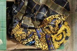 A BOXED MINIATURE TEASET TOGETHER WITH SCARVES, UMBRELLAS ETC