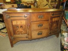 AN OAK ART NOUVEAU INLAID SIDEBOARD H-86 W-138 CM