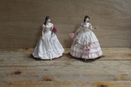 A COALPORT FIGURINE 'OLIVIA' TOGETHER WITH ROYAL WORCESTER FIGURINE OF THE YEAR 2000 (2)
