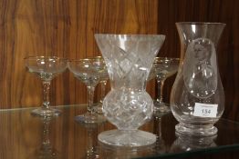 FIVE VINTAGE BABYCHAM GLASSES ETC