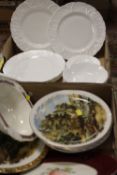 A TRAY OF ASSORTED WEDGWOOD COUNTRYWARE TOGETHER WITH A TRAY OF PLATES ETC (2)