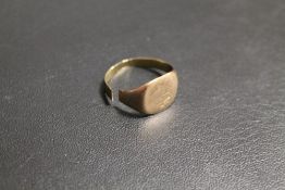 A 9CT GOLD SIGNET RING A/F, APPROX WEIGHT 3.3 G