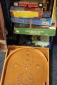 A QUANTITY OF VINTAGE BOARD GAMES TOGETHER WITH A BAGATELLE