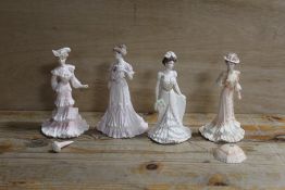 FOUR COALPORT FIGURINES 'CHARLOTTE', 'SOPHIE' - A/F, LADY ROSE - A/F AND LADY ALICE