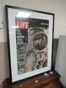 A LARGE FRAMED 'LIFE - TO THE MOON AND BACK' PICTURE 114 X 84 CM