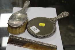 THREE SILVER DRESSING TABLE ITEMS A/F