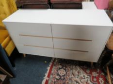 A MODERN HIGH GLOSS SIX DRAWER CHEST H-78 W-130 CM
