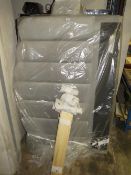 A MODERN UPHOLSTERED DOUBLE BED FRAME - NOT CHECKED