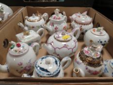 THERE TRAYS OF ASSORTED COLLECTORS TEAPOTS TO INCLUDE VICTORIA & ALBERT MUSEUM EXAMPLES