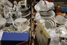 TWO TRAYS OF ASSORTED CHINA AND COLLECTABLES TO INCLUDE ROYAL WORCESTER, COALPORT, WEDGWOOD ETC
