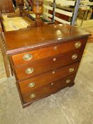 A 19TH CENTURY MAHOGANY CHEST OF FOUR DRAWERS H-96 CM W-94 CM