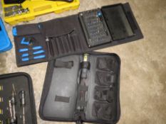 A BOXED BLIND NUT RIVETER, HYDRAULIC CABLE CRIMPER, AN IFIXIT MULTI TOOL DRIVER SET, A PART SET OF