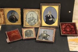 A TRAY OF FIVE AMBROTYPE STYLE FRAMED PICTURES