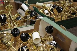 THREE TRAYS OF NEW BRASS LIGHT FITIINGS