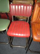 A RED LEATHER BAR/KITCHEN STOOL
