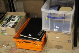 FOUR TRAYS OF ASSORTED BOOKS, MAGAZINES ETC TO INC THE MOVIE MAGAZINES PLUS AN ENVELOPE OF