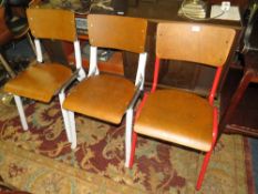 THREE MODERN INDUSTRIAL STYLE DINING CHAIRS