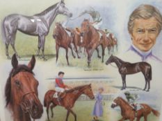 A SIGNED LIMITED EDITION LESTER PIGGOTT HORSE RACING PRINT 'OAK WINNERS' No. 771 / 850