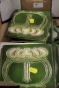 TEN ART NOUVEAU STYLE CERAMIC TILES - SOME WITH DAMAGES