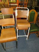 FOUR ASSORTED MODERN INDUSTRIAL STYLE STOOLS AND AN UPHOLSTERED CHAIR (5)