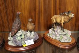 BORDER FINE ARTS FIGURE 'MOORLAND ALERT' TOGETHER WITH BORDER FINE ARTS FIGURE OF A BAYING STAG (2)