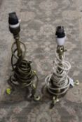 TWO VINTAGE BRASS PULMAN LAMPS
