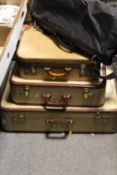 THREE PIECES OF VINTAGE LUGGAGE TOGETHER WITH A MODERN CARRY BAG (4)
