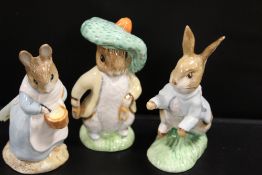 THREE ROYAL ALBERT BEATRIX POTTER PETER RABBIT FIGURES
