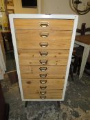 A MODERN INDUSTRIAL STYLE BANK OF DRAWERS H-114 CM W-55 CM