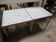A PAIR OF MODERN MARBLE TOPPED OCCASIONAL TABLES