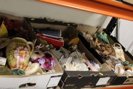 THREE TRAYS OF ASSORTED CERAMICS TO INC AYNSLEY WILD TUDOR, FIGURINES