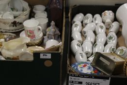 TWO TRAYS OF ASSORTED CERAMICS TO INC FRANKLIN MINT HERB POTS, AYNSLEY, WEDGWOOD ETC