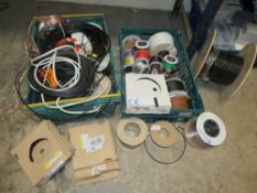 TWO TRAYS CONTAINING VARIOUS REELS OF THREE CORE CABLES, MULTICORE, SINGLE CORE AND TWO CORE CABLES