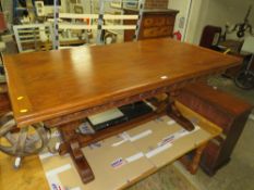 A JAYCEE LARGE OAK REFECTORY TABLE L-183 CM EXTENDED L-275 CM