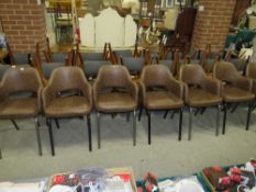 A SET OF SEVEN MODERN TUB STYLE ARMCHAIRS