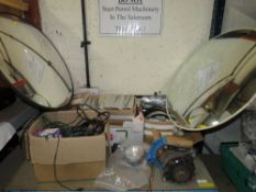 VARIOUS BAGGED LED ROPE LIGHTS, LED WORK LIGHTS, FESTOON LIGHTS, ALTERNATOR TEST BED, TWO CONVEX