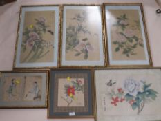 A COLLECTION OF SEVEN ORIENTAL PAINTINGS ON SILK