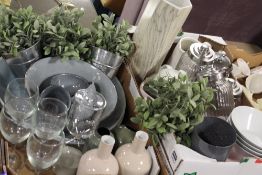 TWO TRAYS OF ASSORTED EX SHOW HOME CERAMICS AND GLASSWARE