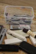 A TRAY OF PARKER PENS ETC