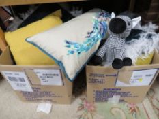 FOUR BOXES OF ASSORTED SOFT FURNISHINGS
