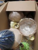 A LARGE BOX OF ASSORTED LIGHTS, FITTINGS ETC