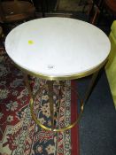 A MODERN OCCASIONAL TABLE WITH WHITE MARBLE TOP