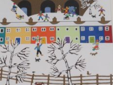 (XXI) GORDON BARKER - A MODERN FRAMED AND GLAZED PAINTING 'OUT FOR A WALK'