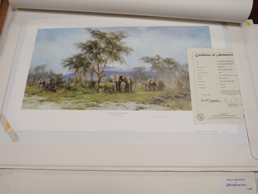 A COLLECTION OF SIGNED LIMITED EDITION DAVID SHEPHERD PRINTS, TO INCLUDE 'STORM OVER AMBOSELI' - Image 2 of 8