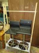 A MODERN CLOTHES RAIL AND A BLACK STOOL (2)