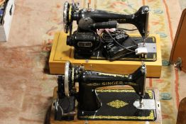 TWO CASED SINGER SEWING MACHINES