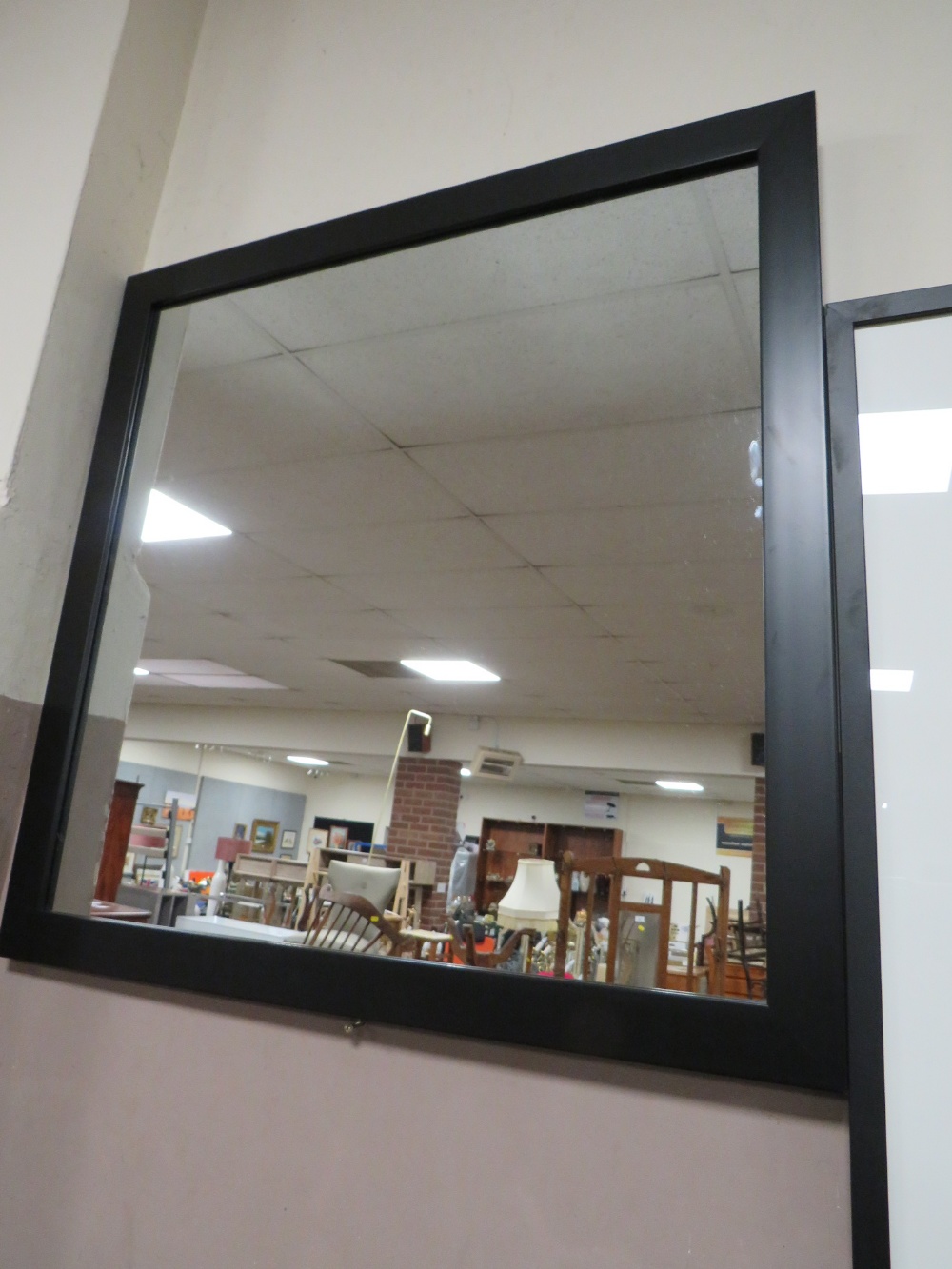A MODERN WASP DECOUPAGE STYLE PICTURE AND A BLACK FRAMED MIRROR - Image 3 of 3