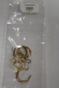 A SMALL QUANTITY OF UNMARKED YELLOW METAL EARRINGS